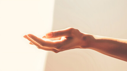 Aufkleber - Closeup of empty woman hand isolated on white background with clipping path : Generative AI