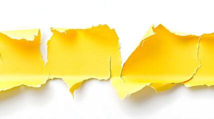 Leinwandbilder - Yellow ripped paper torn edges strips isolated on white background : Generative AI