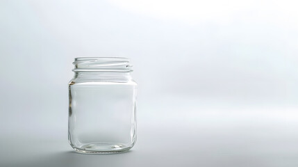 Poster - Close empty glass jar for food and canned food on white : Generative AI