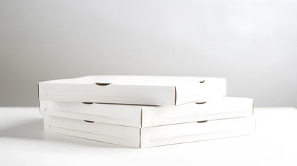 Poster - Group of white Pizza boxes isolated on white background : Generative AI