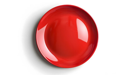 Aufkleber - Top view empty blank ceramic round red plate isolated on white background with clipping path : Generative AI