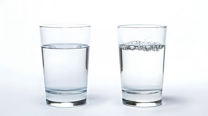 Poster - tall empty half and full glass of water isolated on white with clipping path included : Generative AI