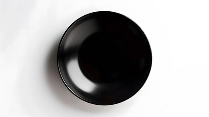 Aufkleber - Empty black plate top view isolated on white background : Generative AI