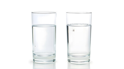 Poster - tall empty half and full glass of water isolated on white with clipping path included : Generative AI