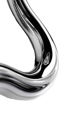 Wall Mural - Y2K chrome curved line shape isolated. Futuristic metallic curve element background
