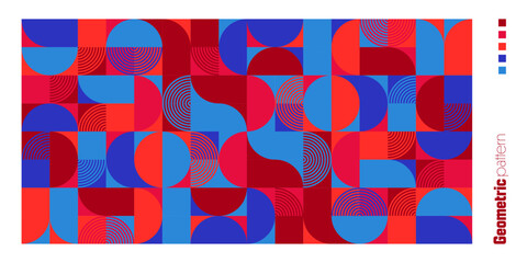 Wall Mural - geometric trendy pattern. modern colorful background with simple elements. retro texture with basic 