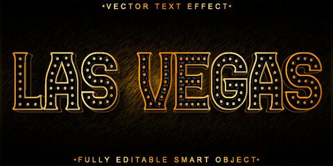 Canvas Print - Golden Casino Las Vegas Vector Fully Editable Smart Object Text Effect