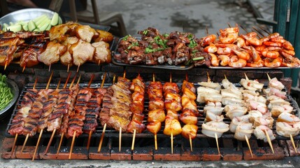 Street cuisine snacks are becoming increasingly popular in Vietnam, particularly among the younger population. They consist of mixed meats, fish, and veggies that are barbecued over a stove.