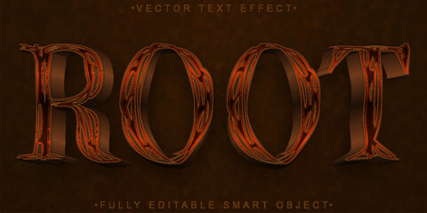 Poster - Wooden Root Vector Fully Editable Smart Object Text Effect