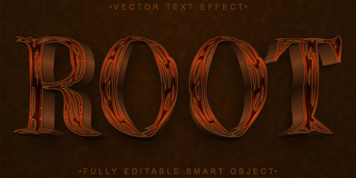 Wooden Root Vector Fully Editable Smart Object Text Effect