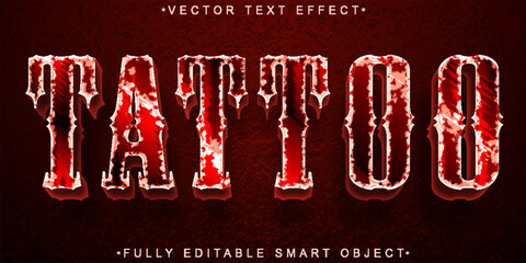 Poster - Red Tattoo Vector Fully Editable Smart Object Text Effect