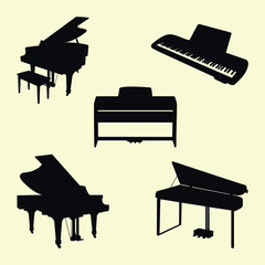 Piano silhouette collections vector illustration