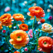 A captivating photography of a field of ranunculus flowers
