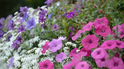 Poster - Mixing Supertunia blooms with gypsophila in the garden