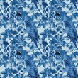 macaw, blue, blue flowers, leaves, fairy tale, fabric pattern, seamless, fashion, textile, background