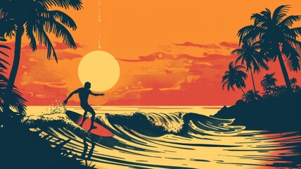 abstract illustration image for a southern California surf brand