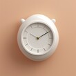 A 3D clock icon with moving hands, on a pastel eggshell background
