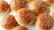 Intimate top view of gluten-free buns made with rice and almond flour, perfect for making burgers, ideal for ads, isolated setting