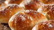Fresh ciabatta buns in close-up, highlighting the rustic appearance and perfect texture for burgers, isolated background with clear focus