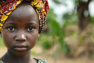 Young female African girl portrait from tribe