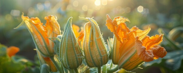 Canvas Print - Golden hour in pumpkin patch