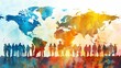 © Absent Satu - World Population Day. Different multi cultural ethnicity people crowd. World day as diverse cultures and multiculturalism society.