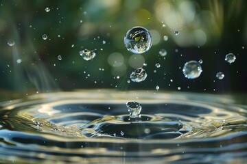 Sticker - Drops of Rainfall: A Close-Up Study in Motion