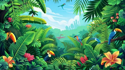 Canvas Print - Exploring a Vibrant Rainforest: A Virtual Safari Adventure