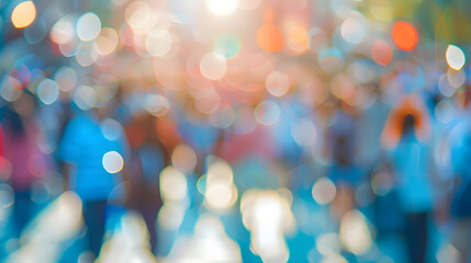 Poster - Blurred crowd of unrecognizable at the street : Generative AI