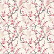 Plum blossom, plum blossom tree, plum blossom leaf Seamless fabric watercolor textile fashion background