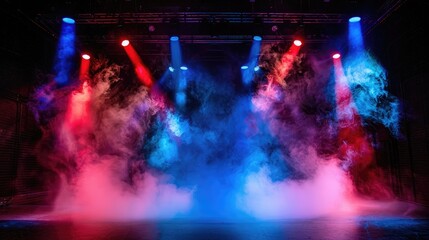Wall Mural - Colored Spotlights and Fog on Stage