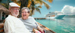 © Andy Dean - Senior Adult Couple Enjoying The View From The Dock with Passenger Cruise Ship In The Background.