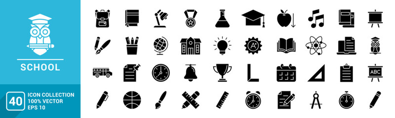 vector collection of school icons. study, student, ranking, school tools. editable and resizable eps