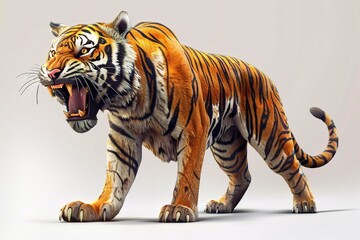Stylized Digital Art of a Tiger Standing Tall