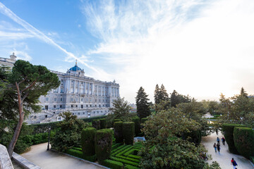 Wall Mural - facade of Royal Palace of Madrid and Sabatini gardens, Spain