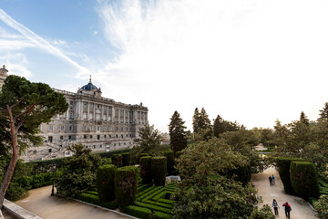 Wall Mural - facade of Royal Palace of Madrid and Sabatini gardens, Spain