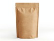 © SH Design - A brown kraft paper standup Pouch mock up on an isolated background, high resolution photography.