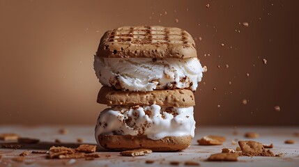 Wall Mural - S'mores ice cream, fresh foods in minimal style