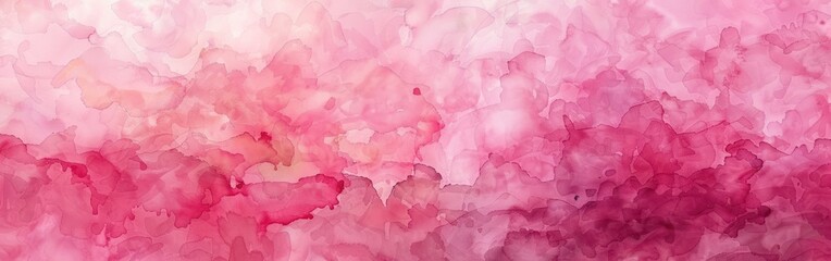 Wall Mural - Pastel Pink Watercolor Aquarelle Paper Background with Abstract Design - Banner or Panorama Texture Template