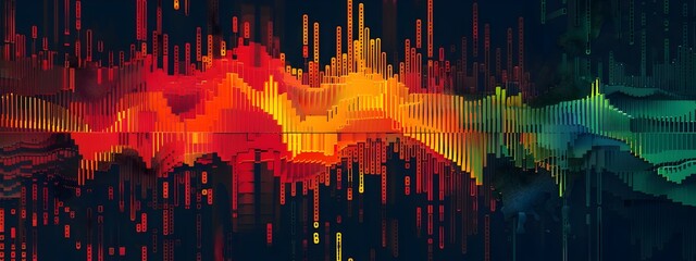 Poster - Frequency of Musical Genres A Vibrant D of Digital Audio Waveforms
