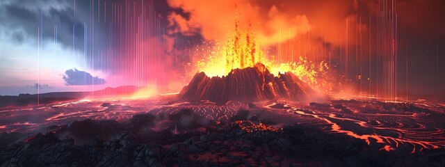 Poster - Volcanic Eruption Spectrogram Visualizing Sound Wave Energy in a D Rendering