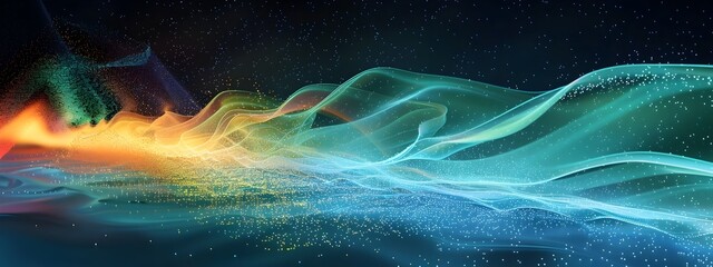 Poster - Vibrant D Animation Visualizing Wave Packet Dispersion into Different Frequencies