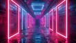 © CoolGraphics - 3d animation neon tunnel with rotating square frames