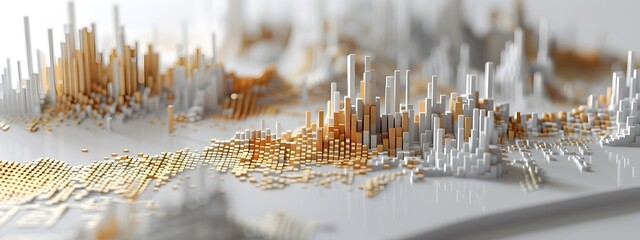 Poster - Data Visualization of Urbanization Rates in a Futuristic City Landscape