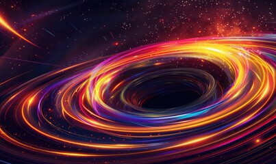 Multicolored display of black hole and accretion disk