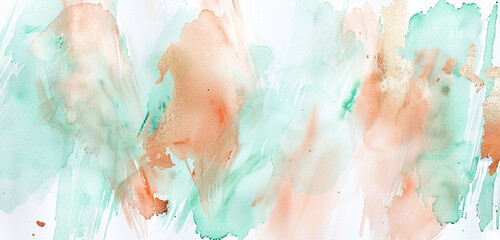 Canvas Print - Artistic palette Mint and copper watercolor blend.