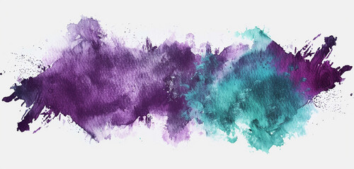 Wall Mural - Intense deep purple & turquoise watercolor splash.