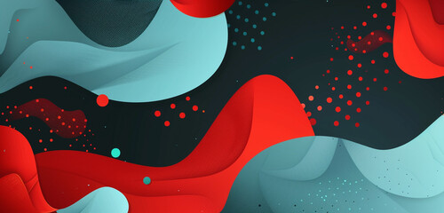 Poster - Angular shapes in red and cool aqua.