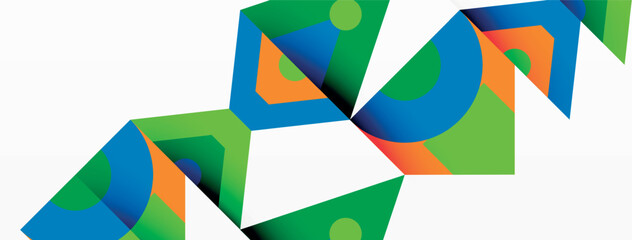Aufkleber - a blue green and orange geometric pattern on a white background High quality