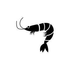 Poster - Shrimp, Prawn icon vector, simple black illustration on white background..eps